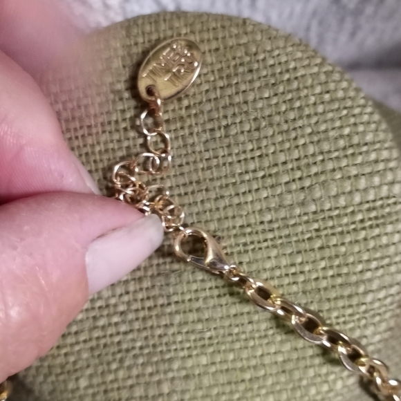 Goldtone orange time & tru statement runway necklace - Picture 4 of 5